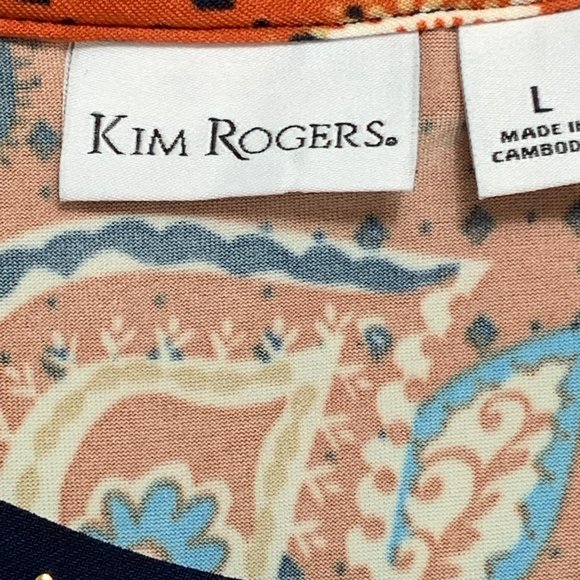 Kim Rogers Jeweled Neck 3/4 Sleeve Top Size L - Picture 3 of 4